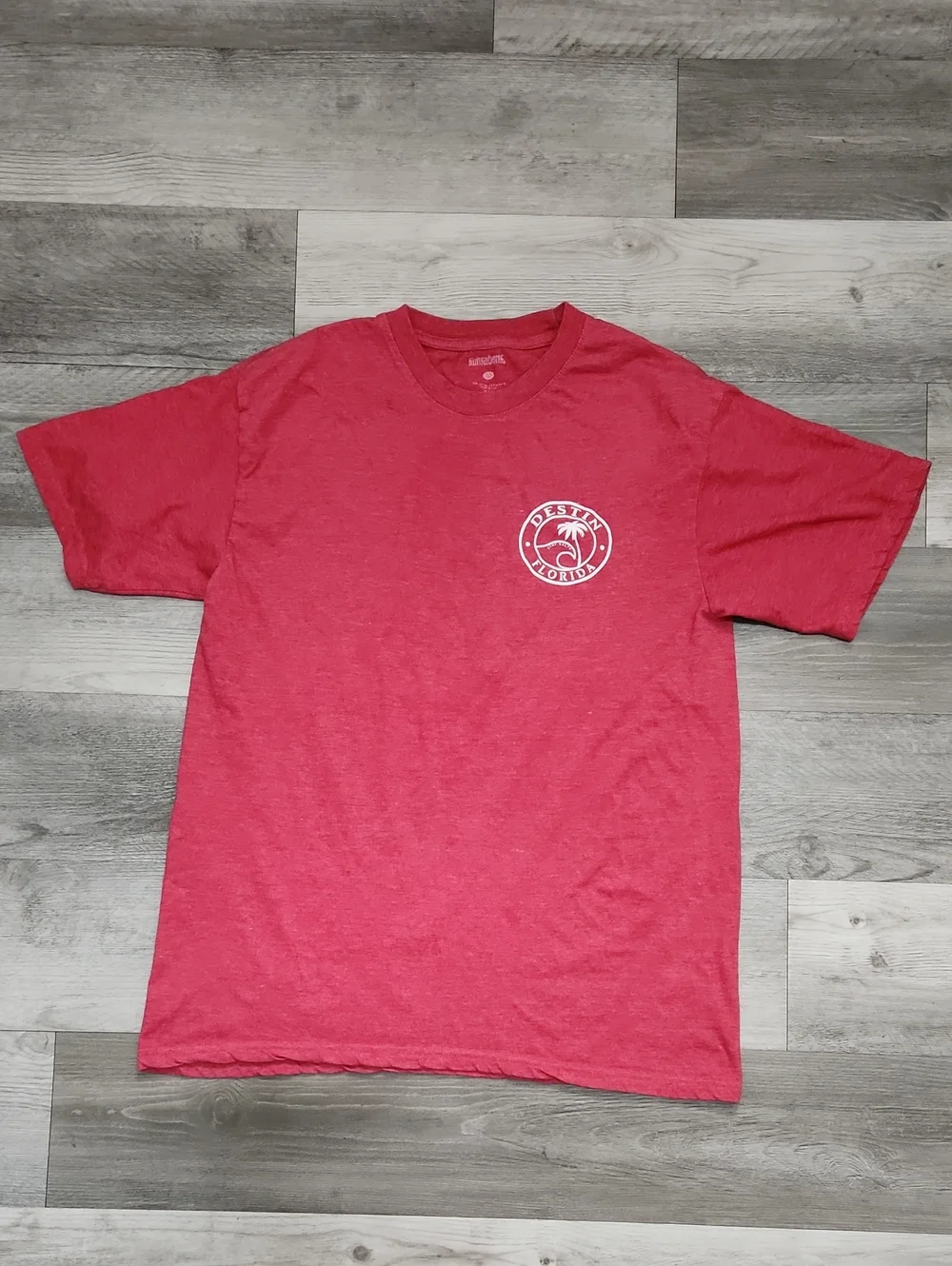 Destin Florida Stay Salty Logo T‑Shirt - Red Heather White Graphics Unisex Large - Picture 1 of 6
